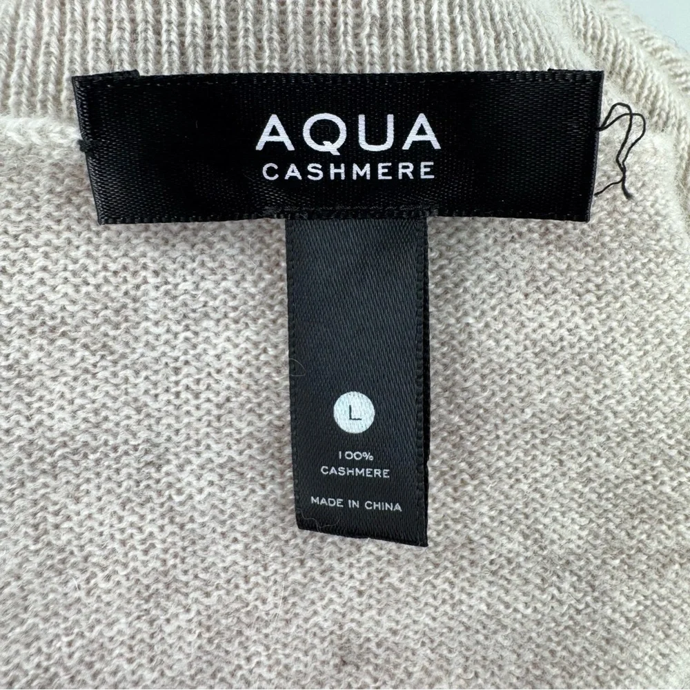 Aqua Cream Oatmeal Cashmere Puff Sleeve Turtleneck Sweater Size L - Picture 8 of 10